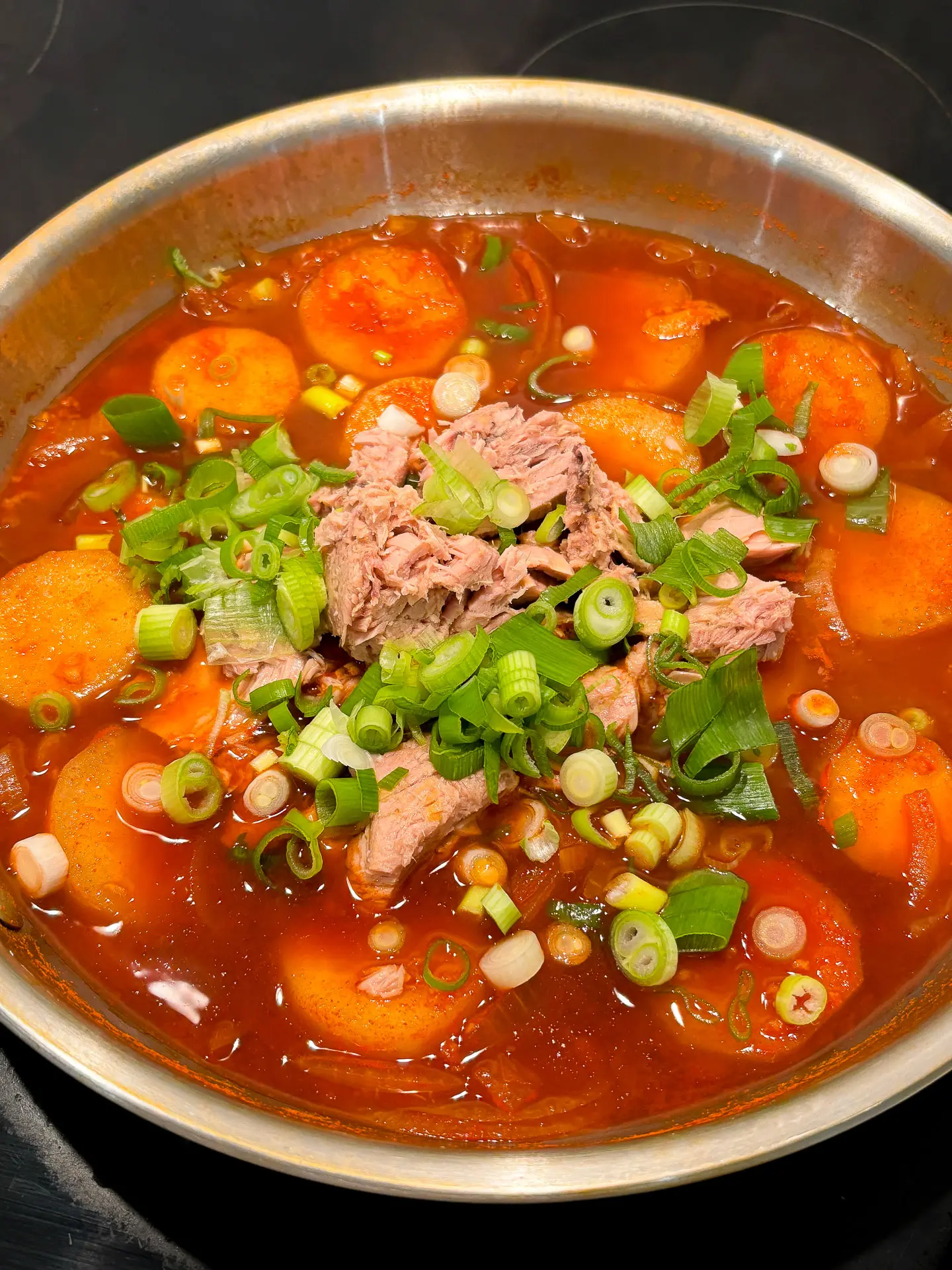 Korean Braised Radish with Tuna (Mu Jorim) braised radish with tuna