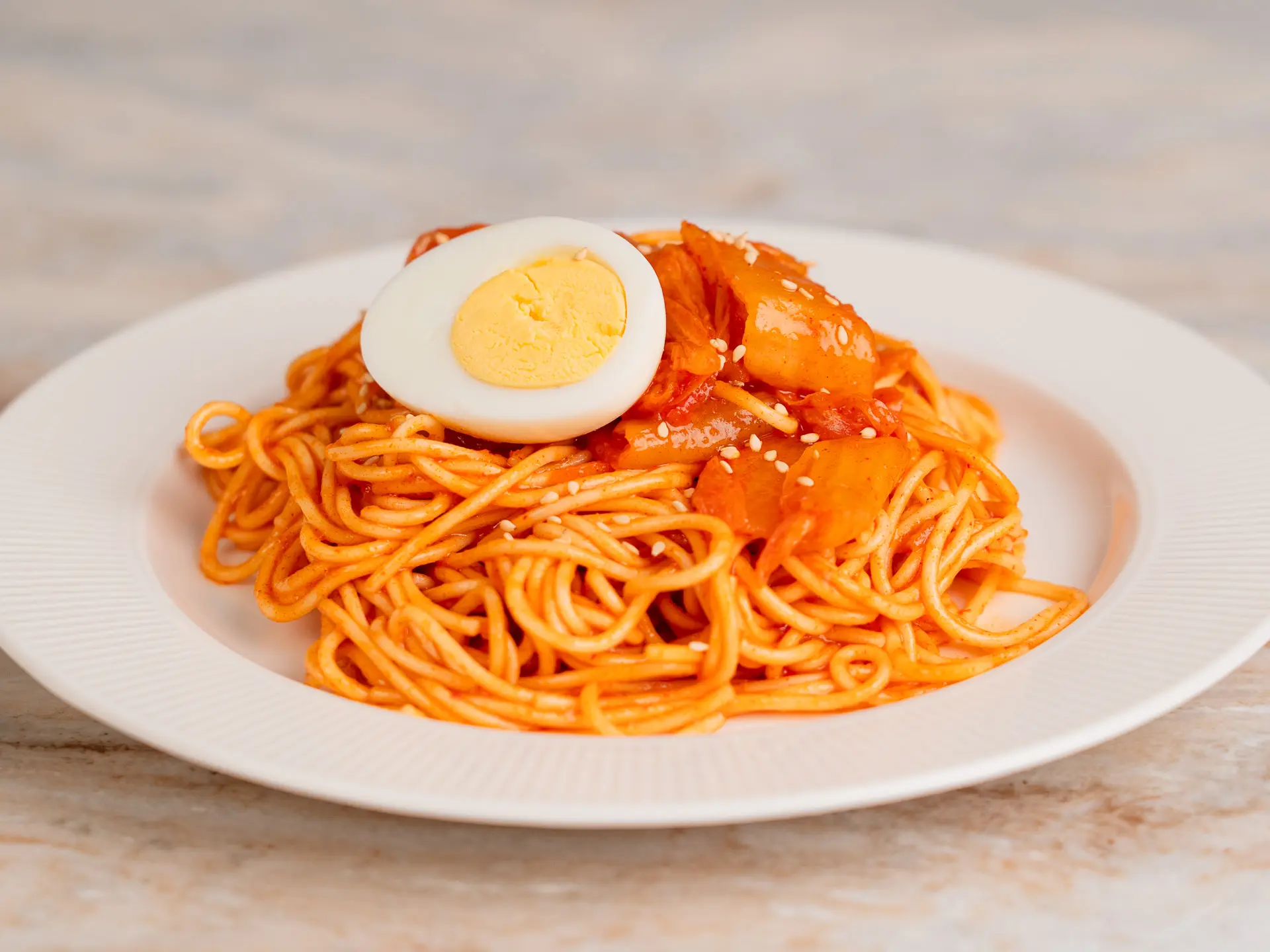 Korean Mom's Kimchi Bibim Guksu (Spicy Cold Noodles) kimchi bibim guksu