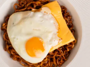 chapagetti with egg cheese