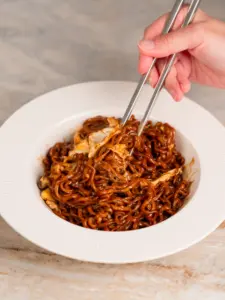 chapagetti with egg cheese