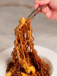 chapagetti with egg cheese