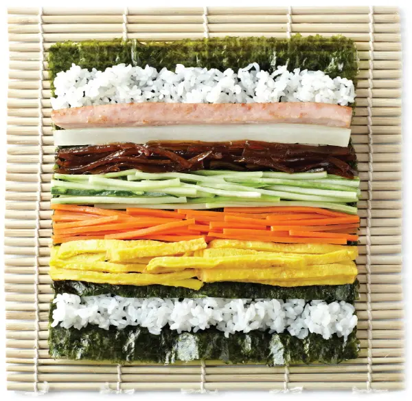 kimbap veggies sliced by mandoline slicer