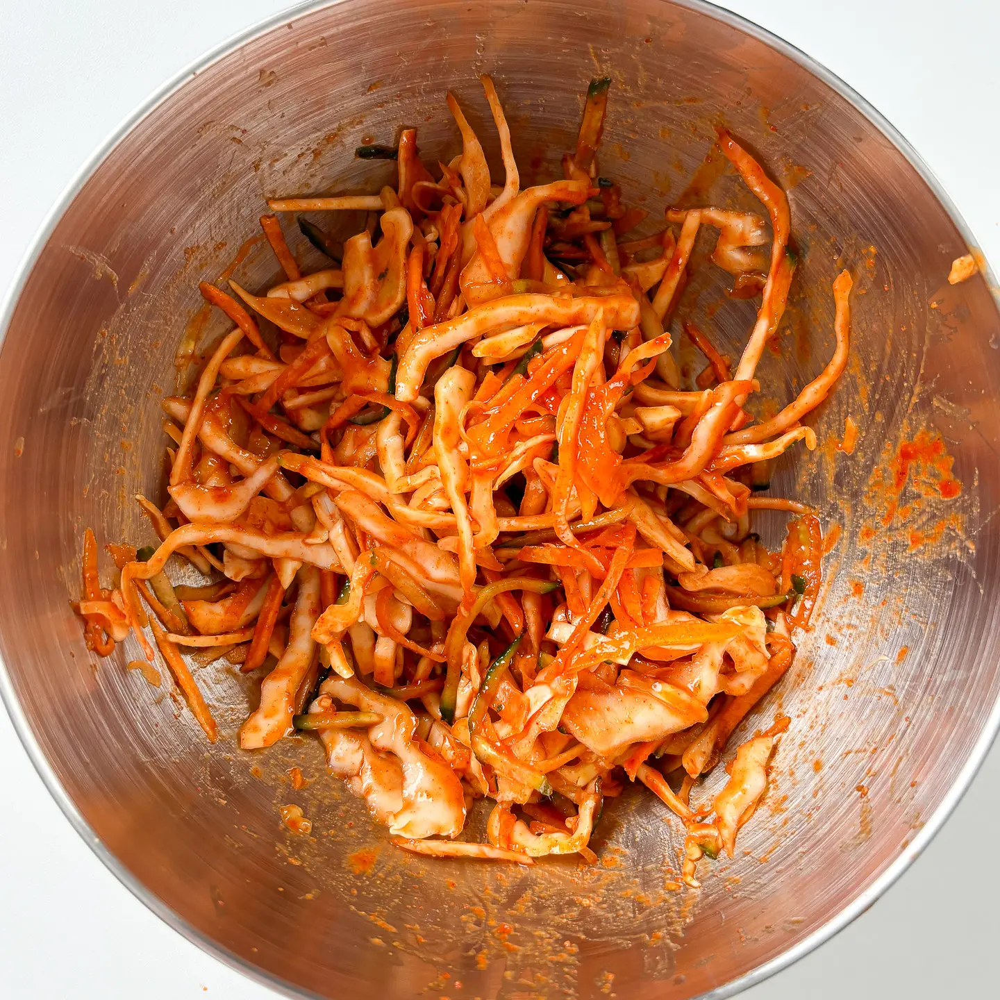 Bibim Mandu Salad - Korean Fried Dumplings with Coleslaw bibim mandu salad