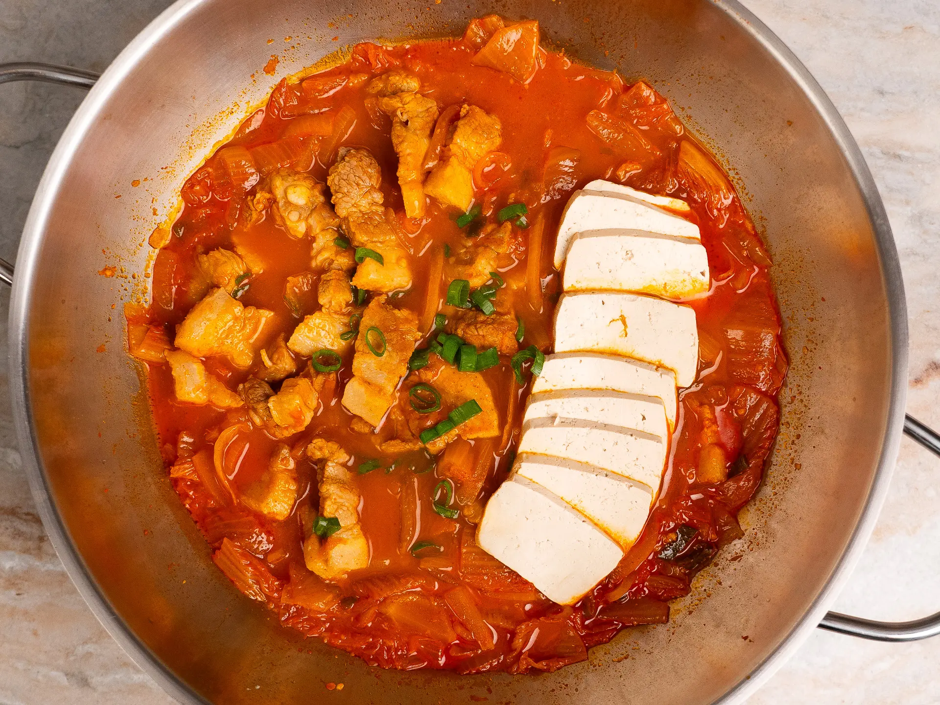 pork kimchi jjigae with aged kimchi