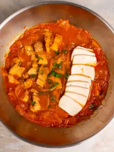 pork kimchi jjigae with aged kimchi