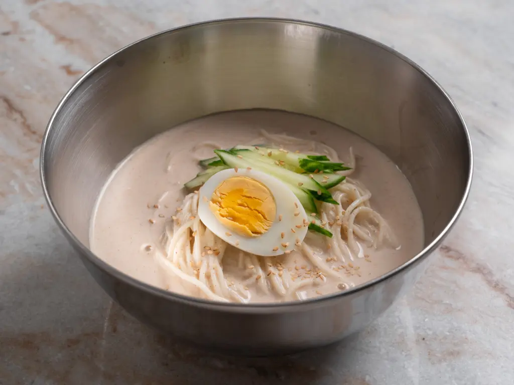 10-Min Tofu Kongguksu | Easy Vegan Korean Cold Noodles in Soy Milk tofu kongguksu
