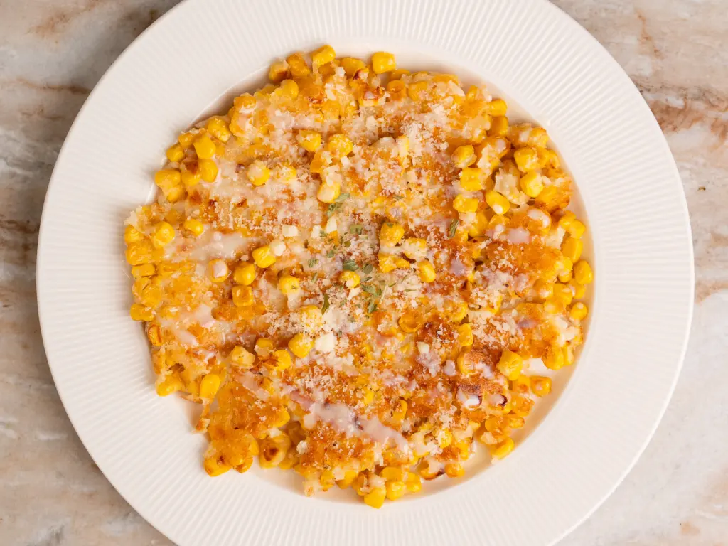 Corn pancake with sweet corn, like Korean corn fritters.
