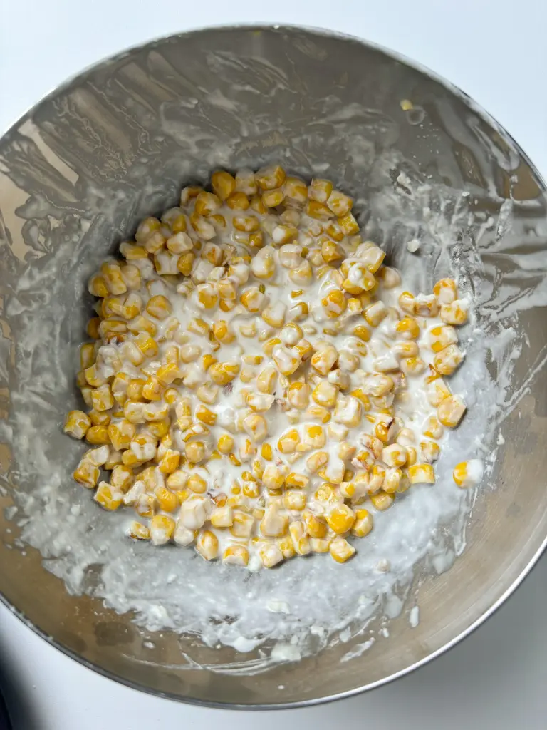 Corn pancake with sweet corn, like Korean corn fritters.