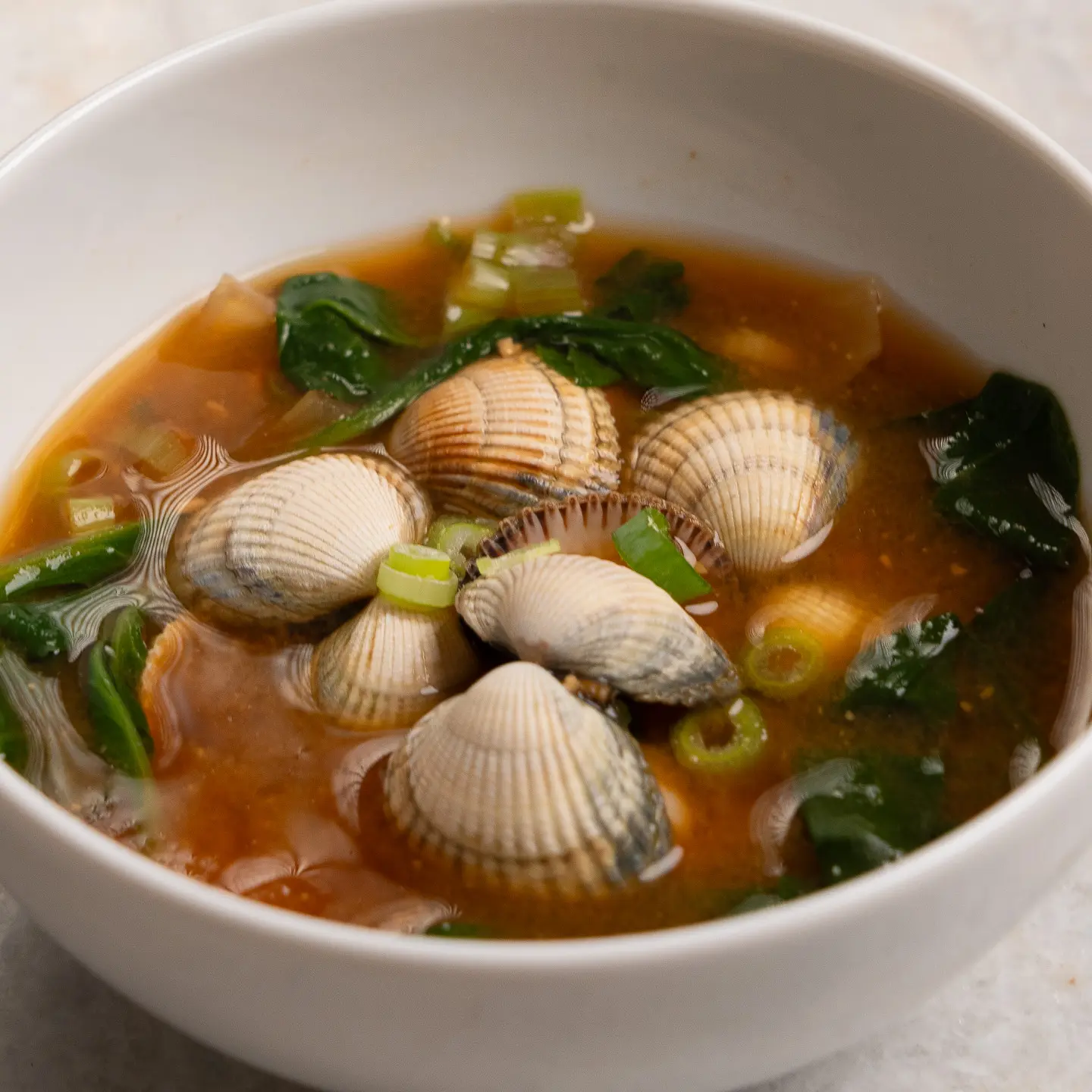 clam spinach doenjang soup