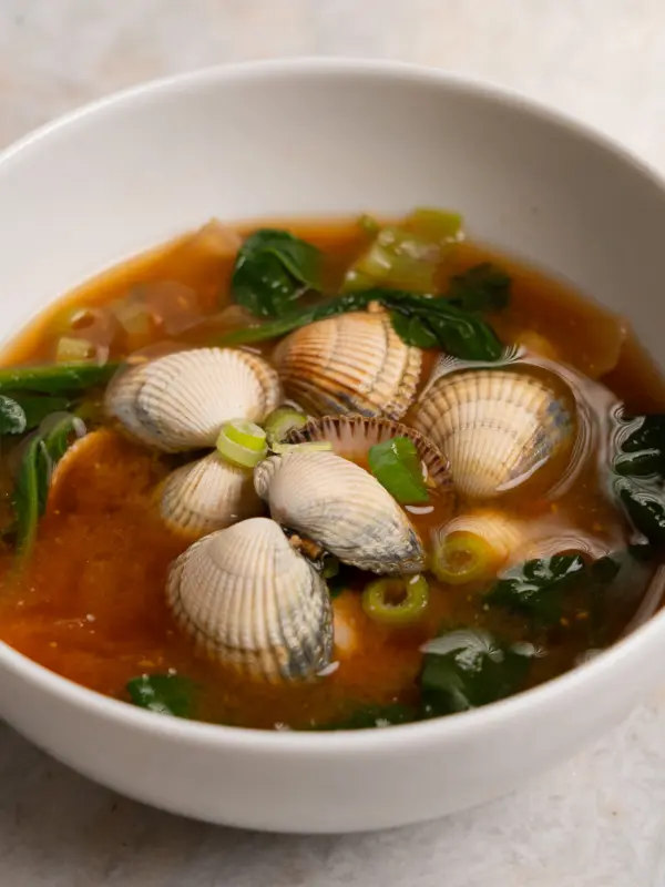 clam spinach doenjang soup