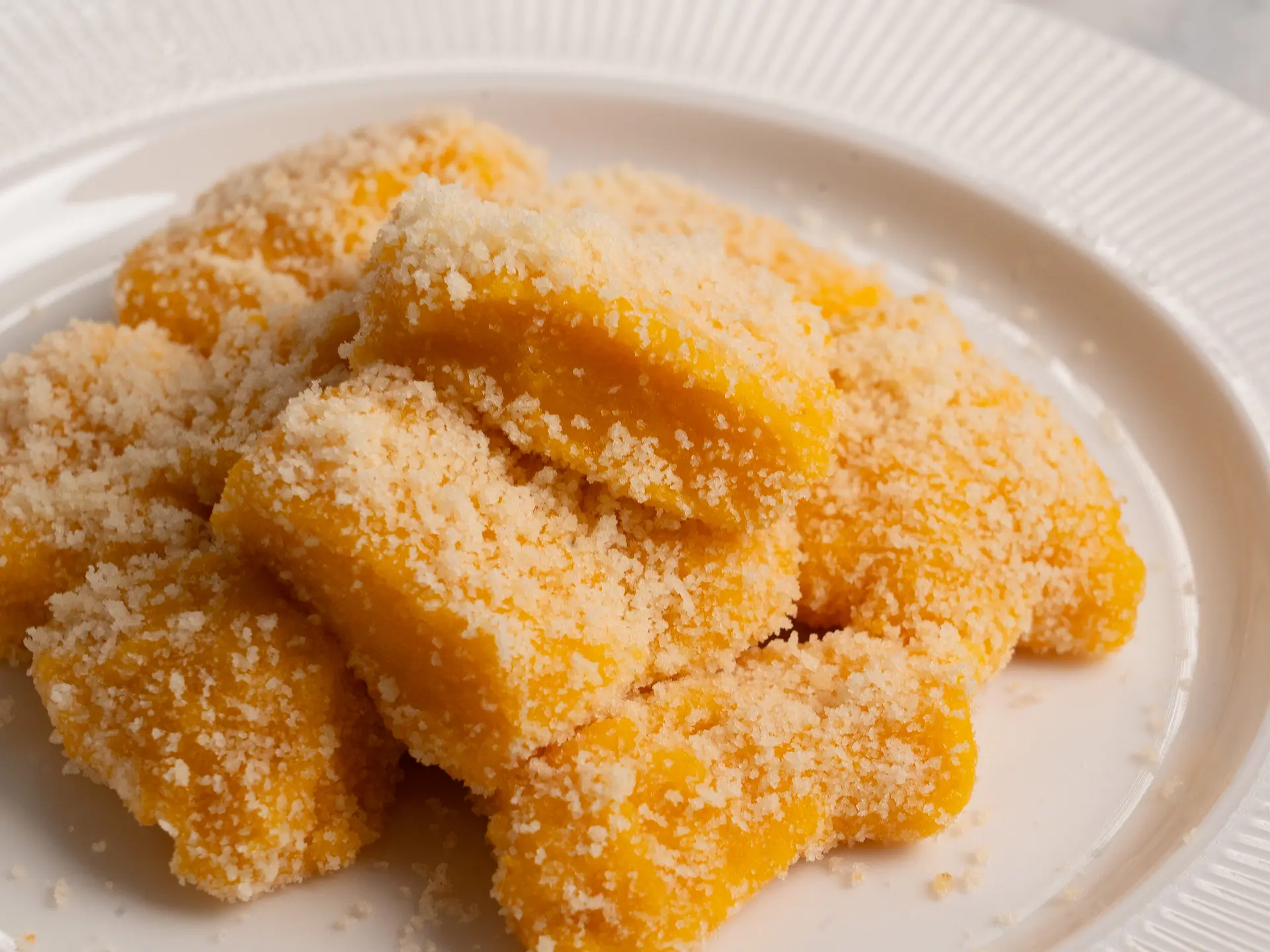 Castella Pumpkin Injeolmi Tteok: Easy Korean Rice Cake pumpkin injeolmi, hobak tteok