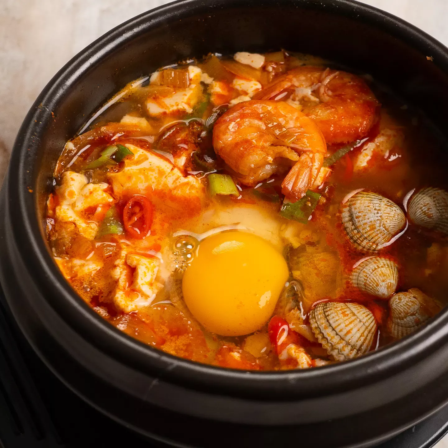 Easy Korean Seafood Sundubu Jjigae with Clams & Shrimp seafood sundubu jjigae recipe