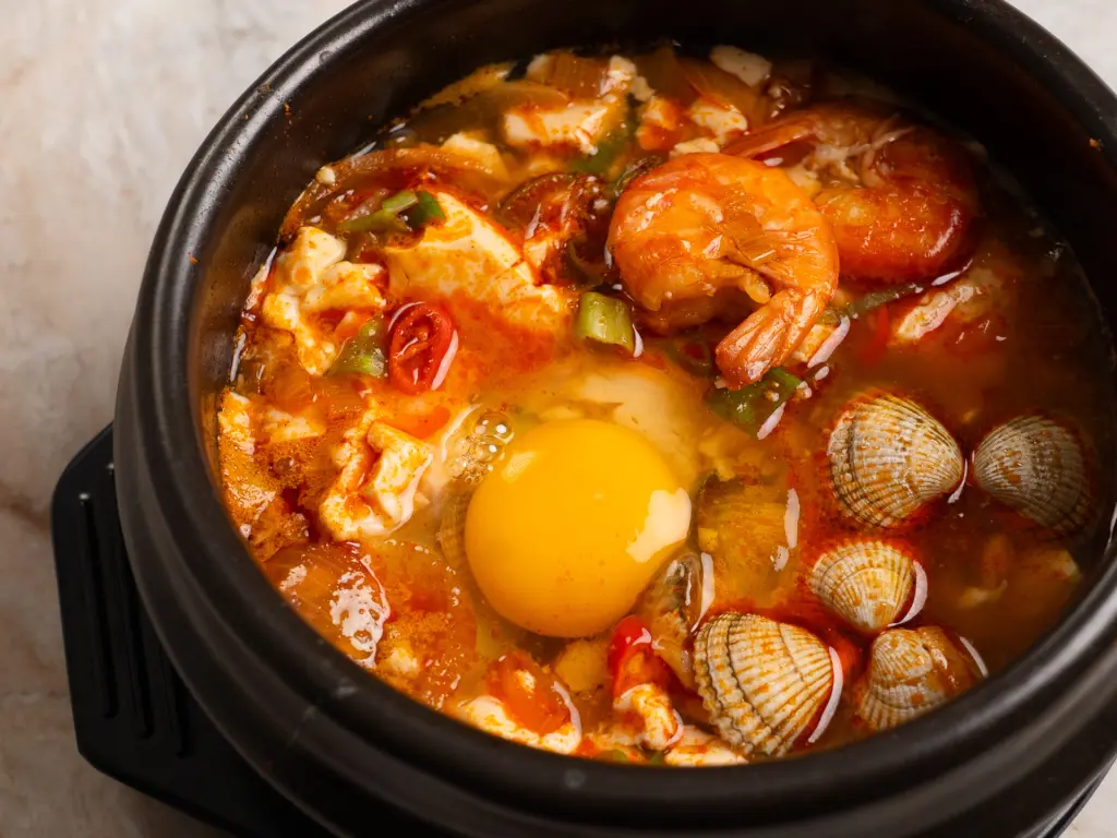 Easy Korean Seafood Sundubu Jjigae with Clams & Shrimp seafood sundubu jjigae recipe