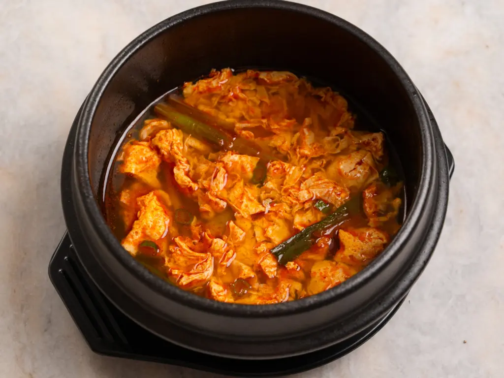 Korean spicy egg drop soup