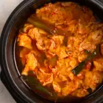 Korean spicy egg drop soup