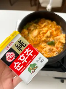 Korean spicy egg drop soup