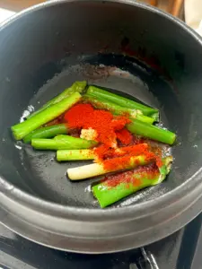 Korean spicy egg drop soup