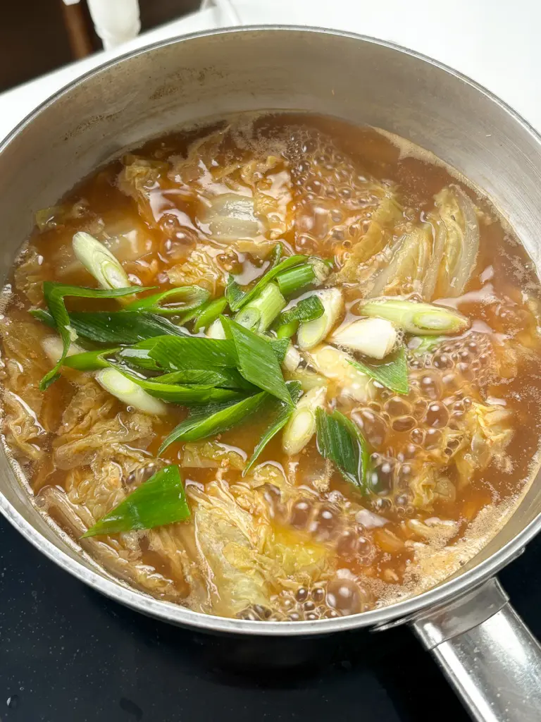 napa cabbage soup, korean soybean paste soup recipe, korean comfort food, doenjang guk
