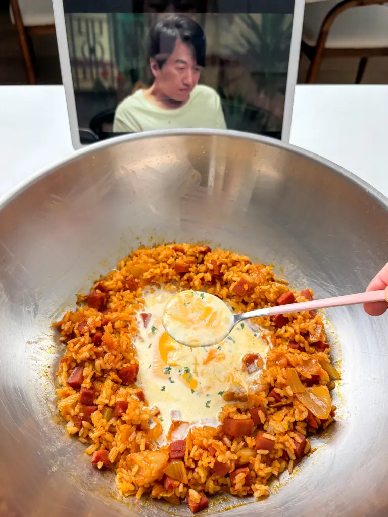 Cream Kimchi Fried Rice, Bokkeumbap, easy recipe