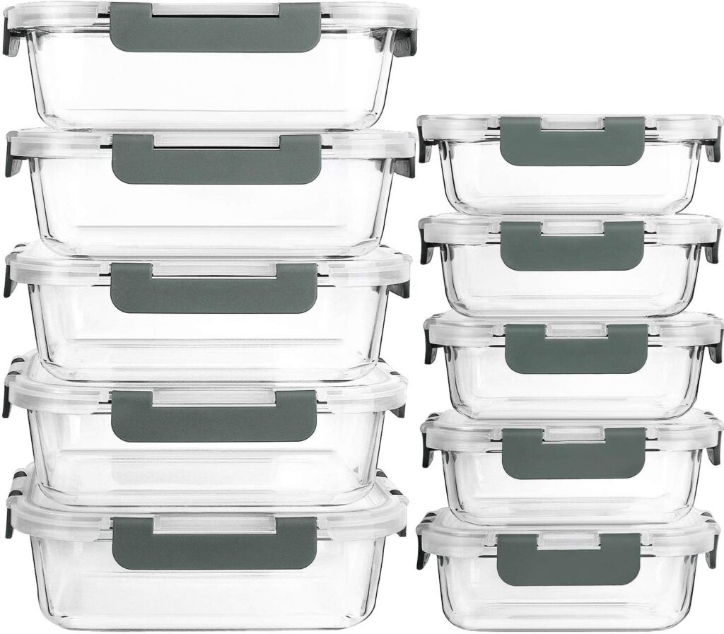 glass containers to store Korean banchan like olive kimchi