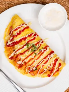 omurice recipe, omelet rice recipe, ketchup fried rice