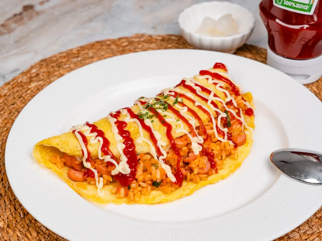 omurice recipe, omelet rice recipe, ketchup fried rice