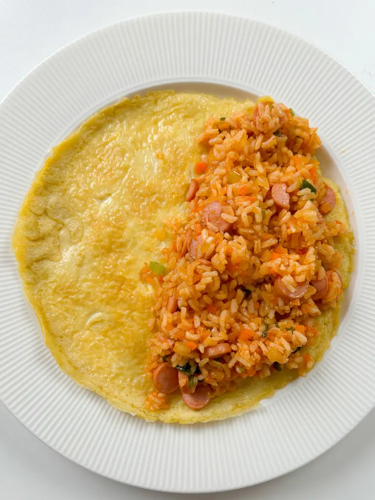 omurice recipe, omelet rice recipe, ketchup fried rice