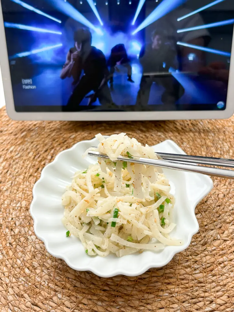 Easy Korean Radish Side Dish (Mu Namul Recipe) with Perilla Seeds Korean radish side dish, Mu Namul recipe, Korean radish with perilla seeds