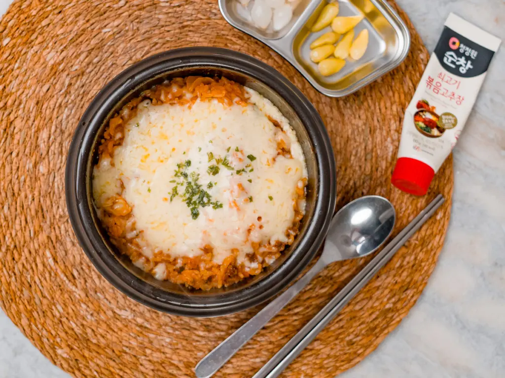 cheese mandu rice, Korean mandu rice bowl, dumpling rice recipe