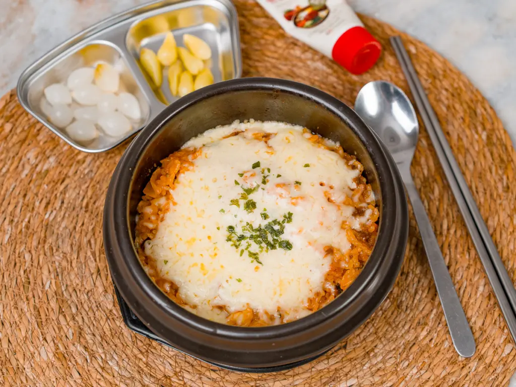 cheese mandu rice, Korean mandu rice bowl, dumpling rice recipe