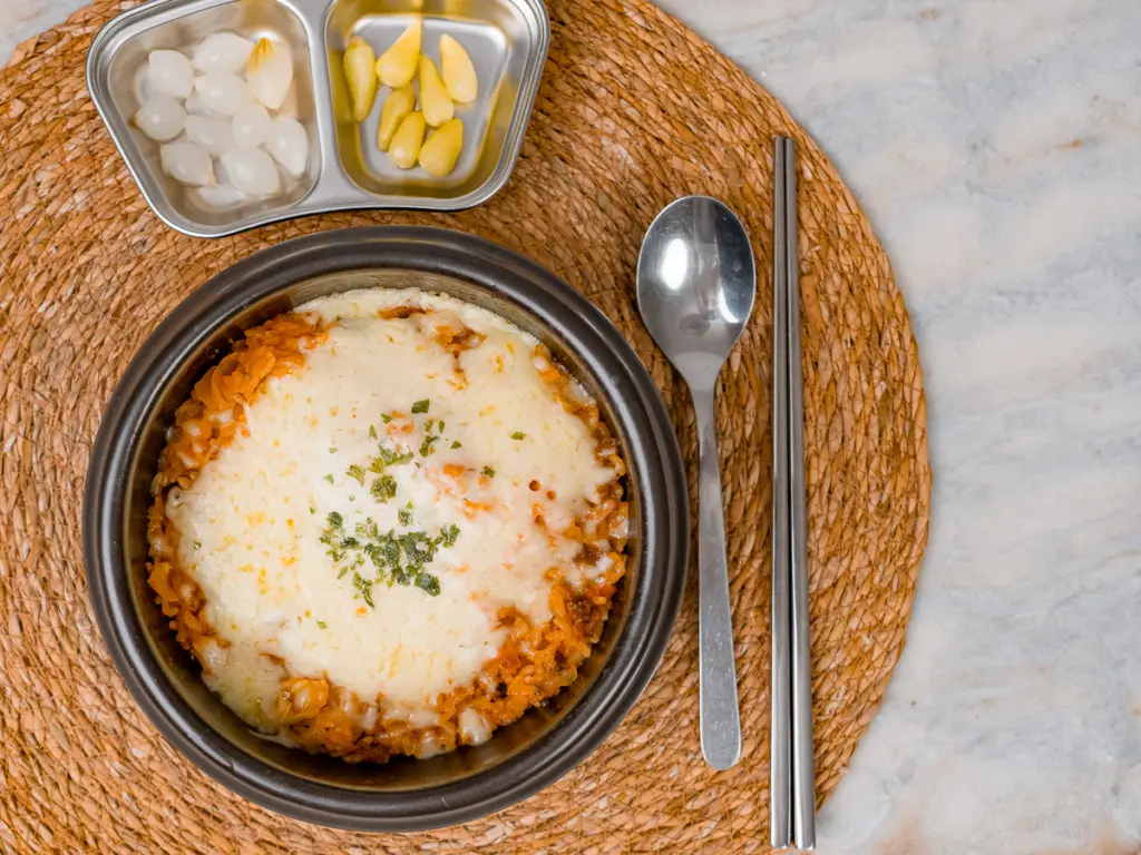 cheese mandu rice, Korean mandu rice bowl, dumpling rice recipe