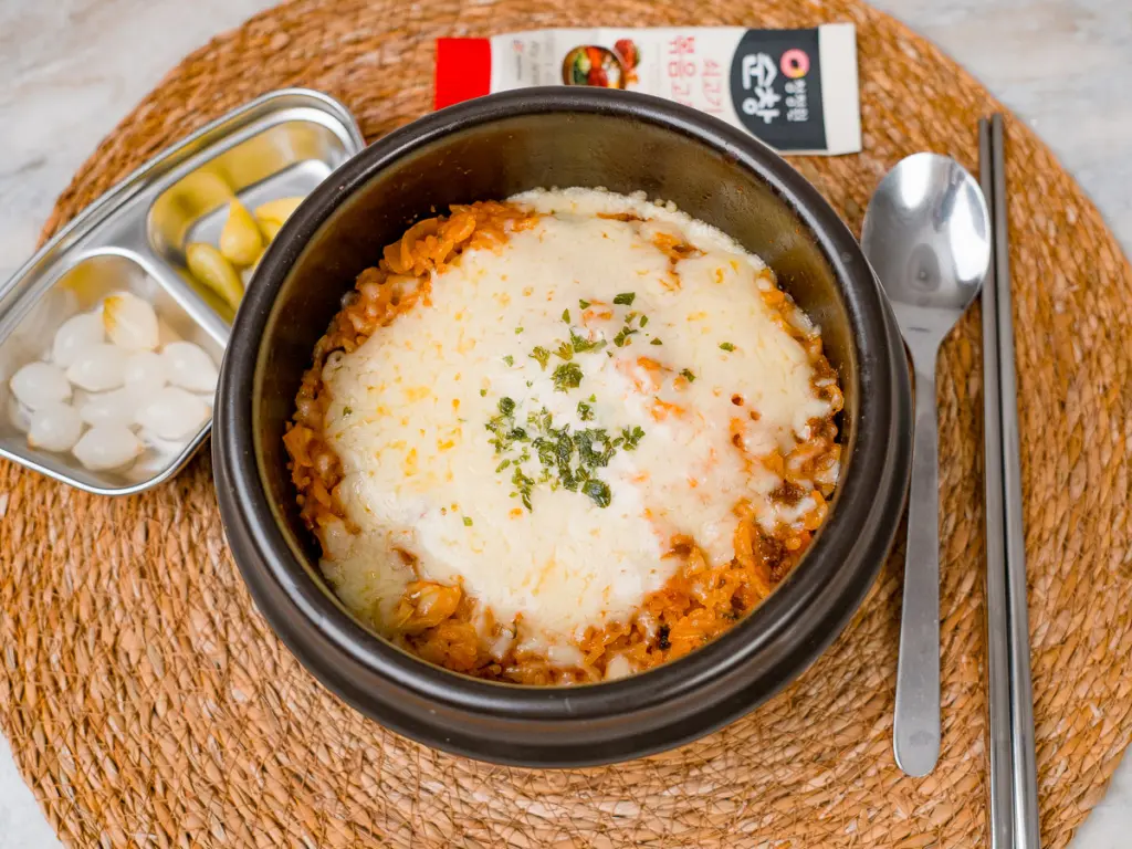 cheese mandu rice, Korean mandu rice bowl, dumpling rice recipe