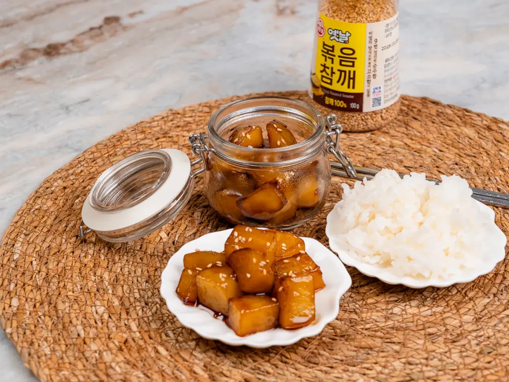Sweet and savory Korean braised potatoes Gamja Jorim Korean potato side dish