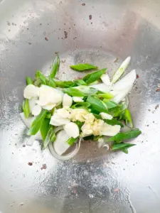 Easy Korean stir fry with thin sliced beef brisket bean sprouts and garlic