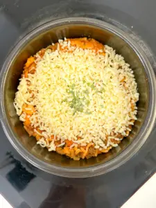 cheese mandu rice, Korean mandu rice bowl, dumpling rice recipe