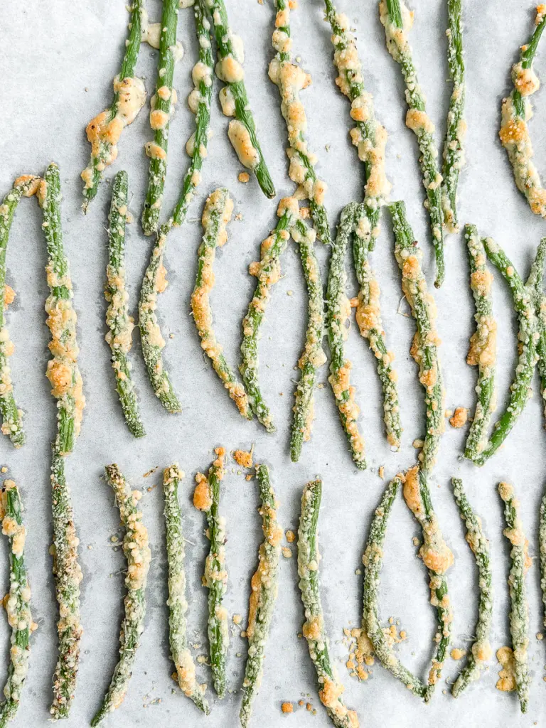 crispy cheese green beans fresh out of the air fryer