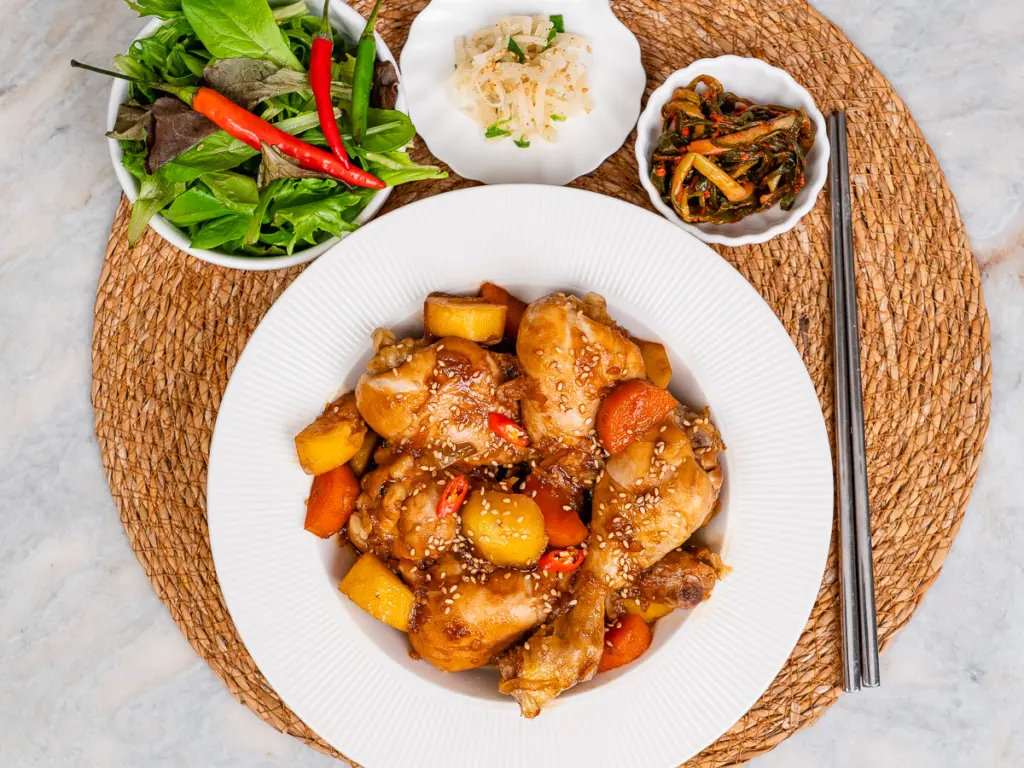 Jjimdak recipe, Korean soy sauce braised chicken, andong jjimdak recipe