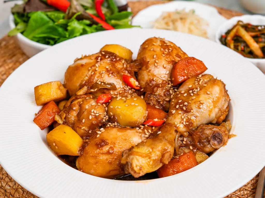 Jjimdak recipe, Korean soy sauce braised chicken, andong jjimdak recipe