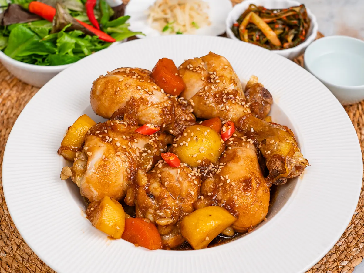 Jjimdak recipe, Korean soy sauce braised chicken, andong jjimdak recipe