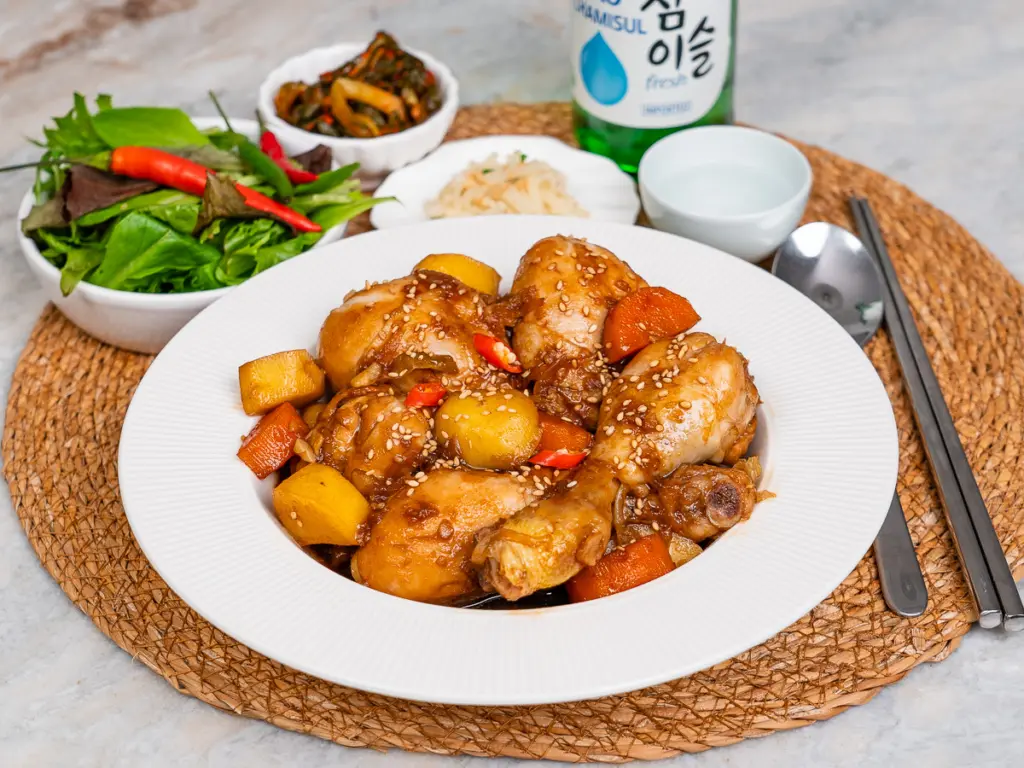 Jjimdak recipe, Korean soy sauce braised chicken, andong jjimdak recipe