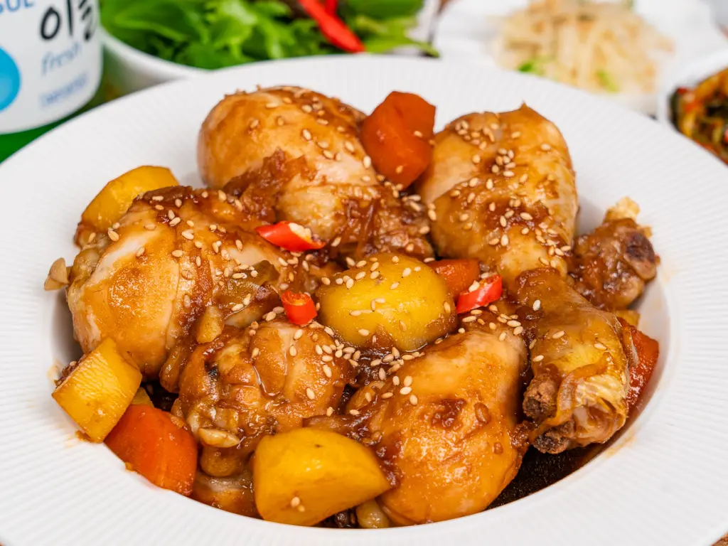 Jjimdak recipe, Korean soy sauce braised chicken, andong jjimdak recipe