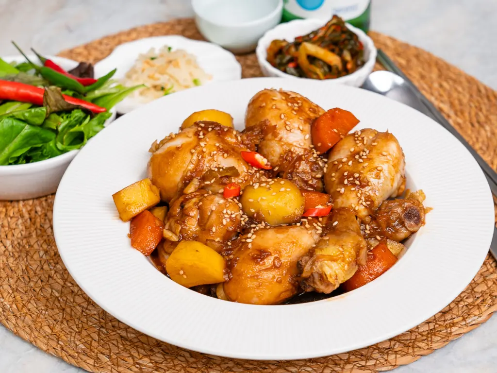 Jjimdak recipe, Korean soy sauce braised chicken, andong jjimdak recipe