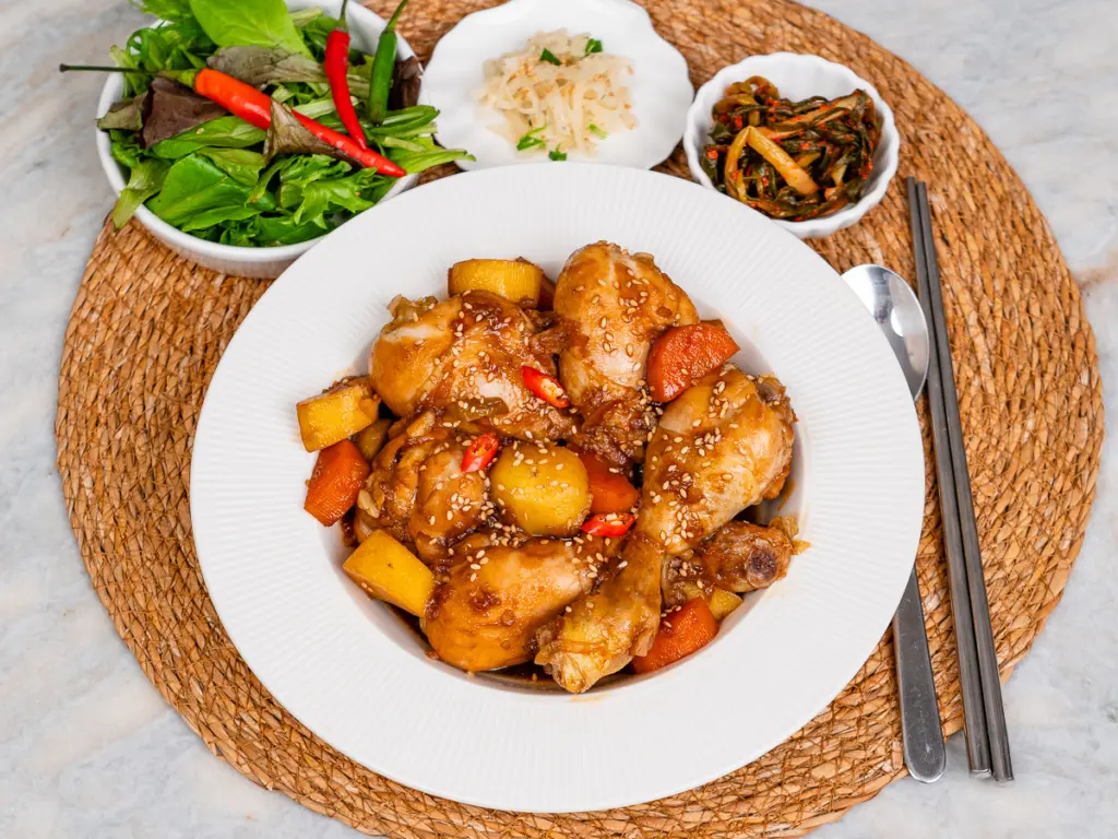 Jjimdak recipe, Korean soy sauce braised chicken, andong jjimdak recipe