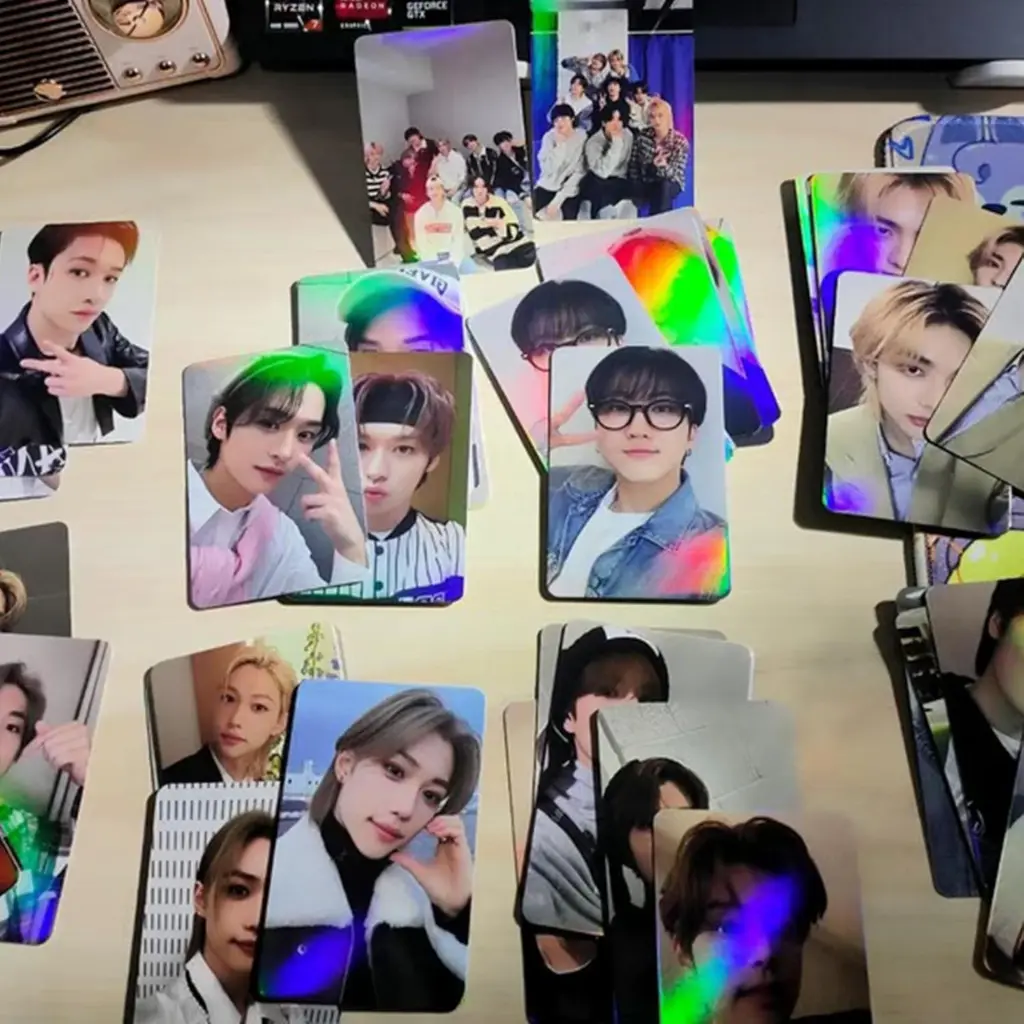 50-piece laser photocard set — perfect for your Chan collection.