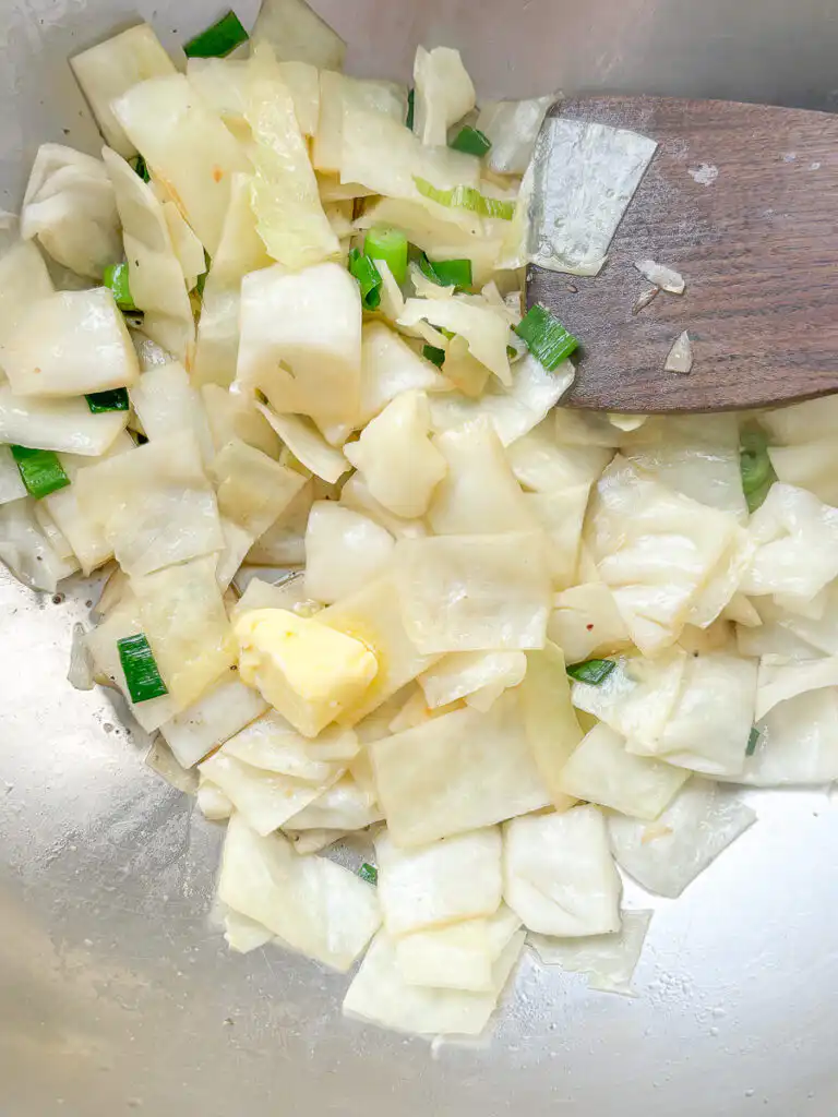 The secret to the best Korean cabbage stir fry? Tuna fish sauce and a knob of butter.