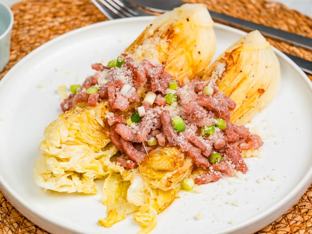 Baby napa cabbage (알배추) is the best choice for pan fried cabbage steaks