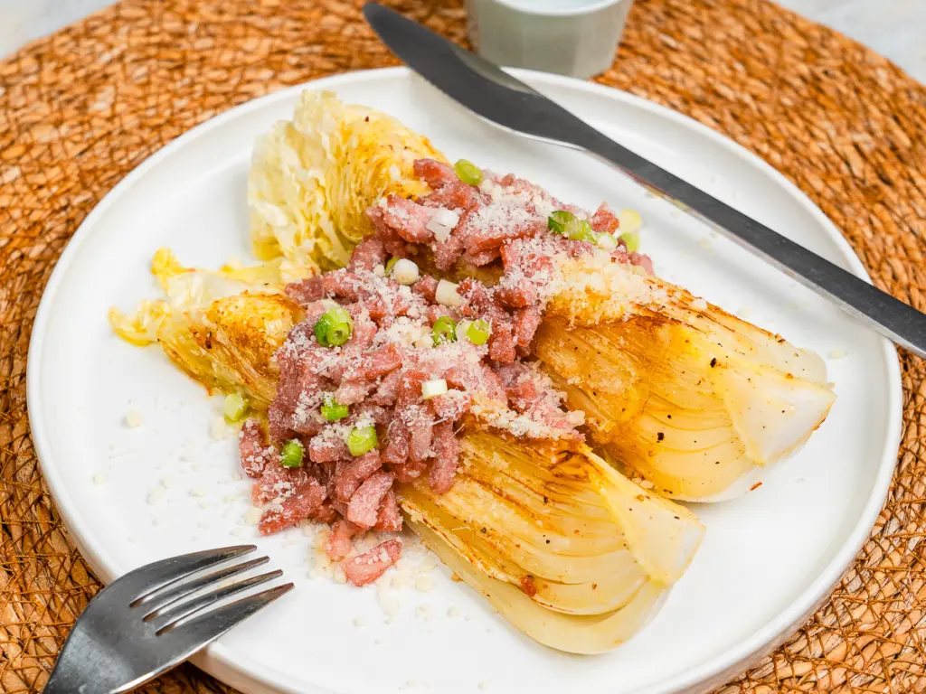 Korean version of pan fried napa cabbage steak