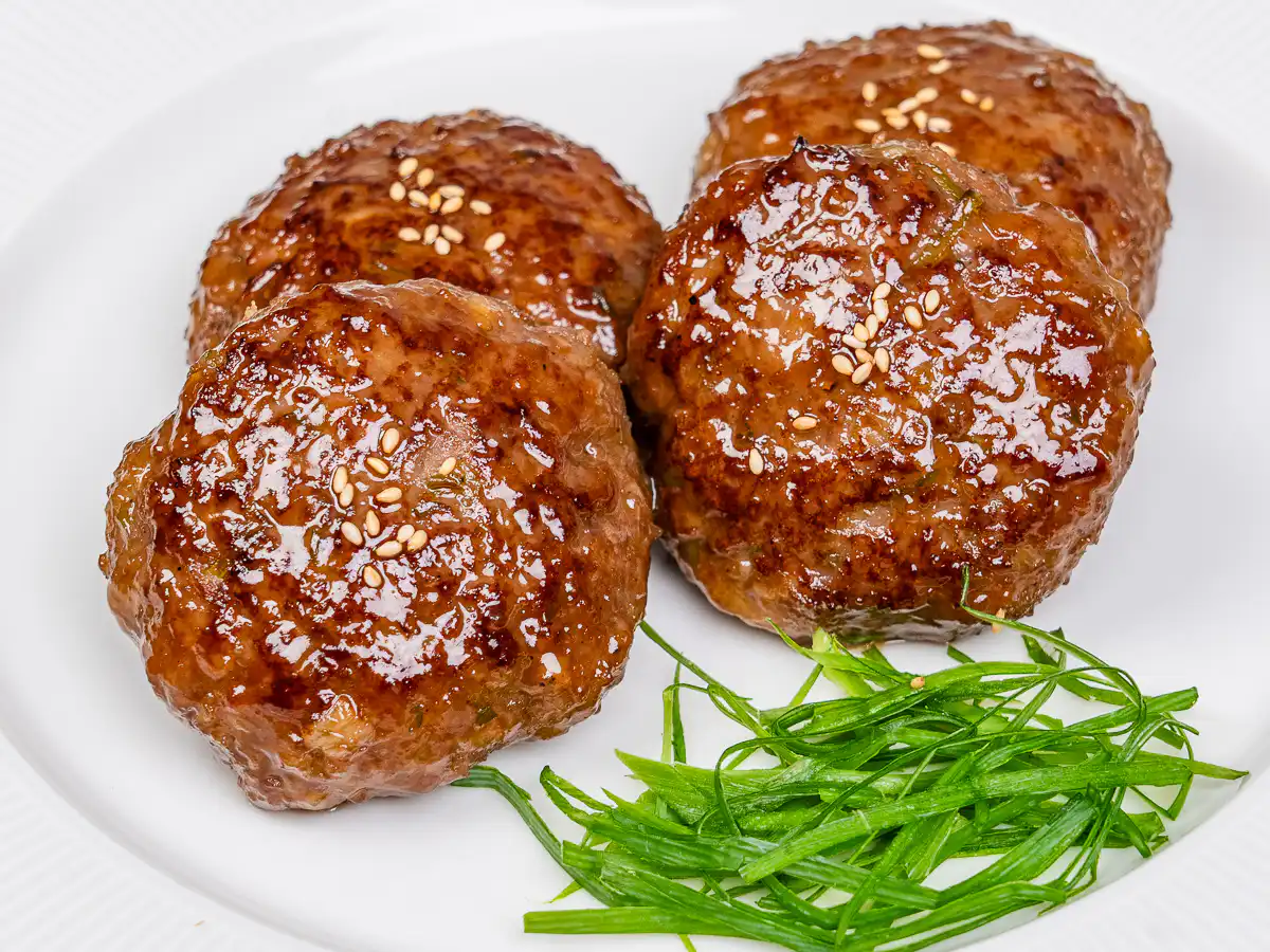 Authentic tteokgalbi Korean beef patties with glossy sweet soy glaze