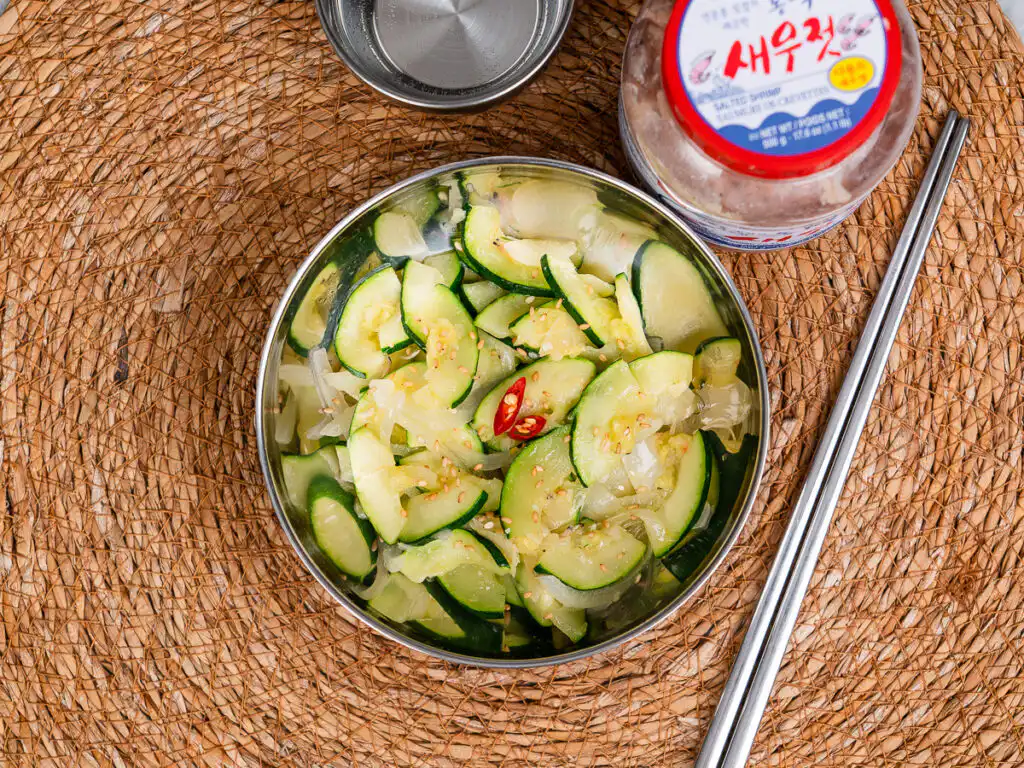 Grandma's Zucchini Stir Fry: 15-Min Best Korean Side Dish close-up of glossy zucchini stir fry with salted shrimp