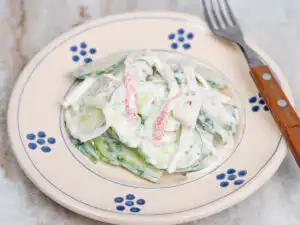 healthy Korean cucumber salad with surimi